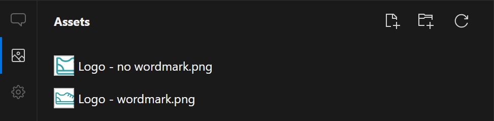 shows a list of assets with two logo files in it.