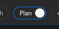 A close up of the Plan/build toggle set to Plan in the prompt field.