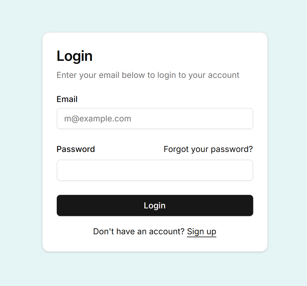 A close up of the login modal, with the sign up option at the bottom.