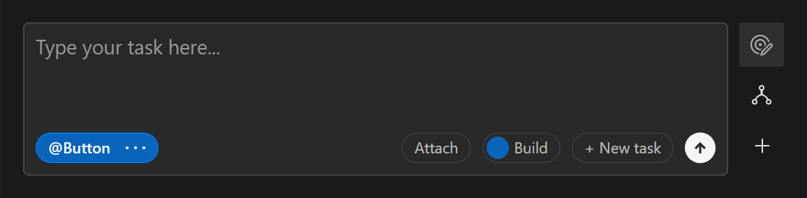 Image of the prompt field with a blue badge saying @Button.