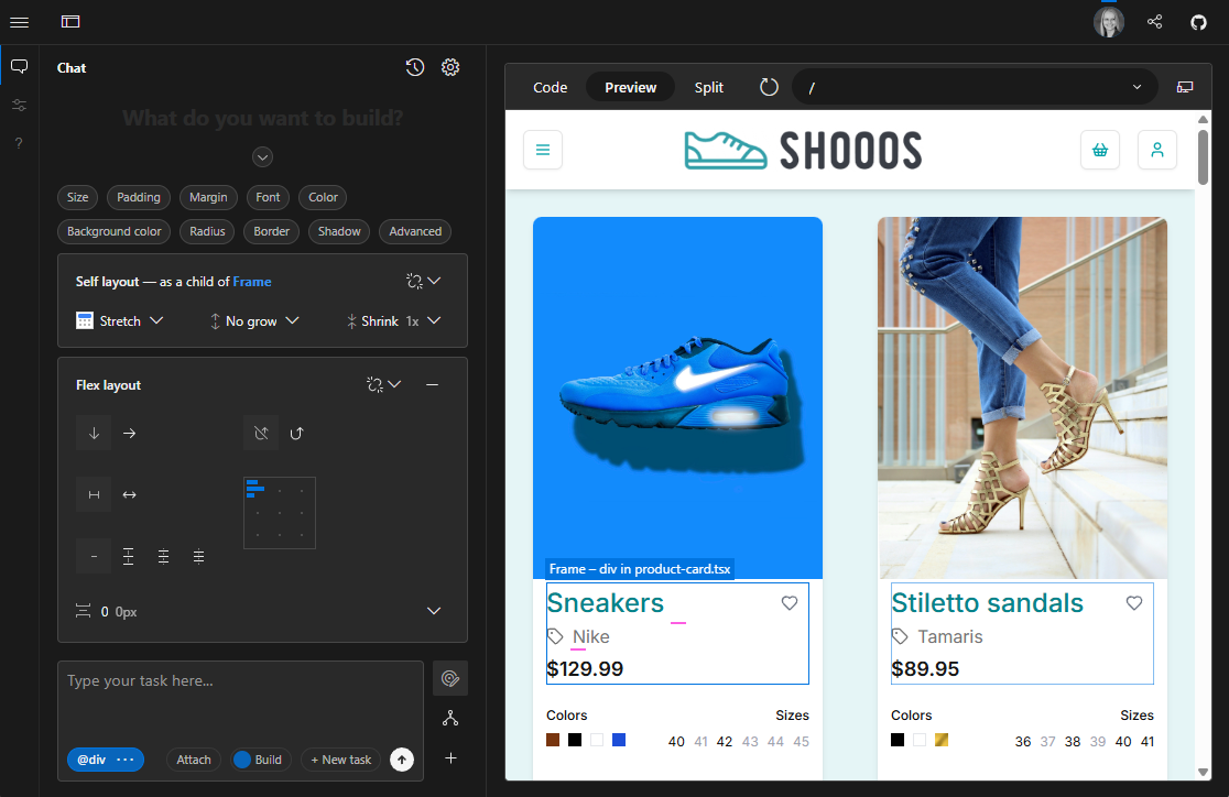 Visual editing interface